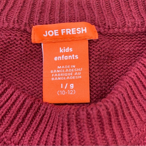 JOE FRESH Fair Isle Christmas Sweater With Long Sleeves Burgundy Red Boy 10-12Y - Picture 7 of 9